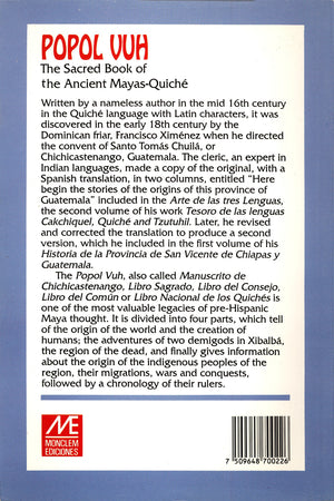 Popol Vuh: The Sacred Book of the Ancient Mayas Quiche,Used