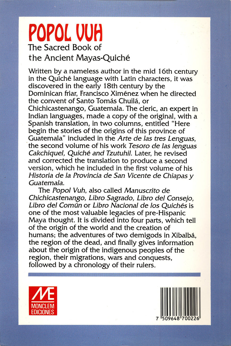 Popol Vuh: The Sacred Book of the Ancient Mayas Quiche,Used