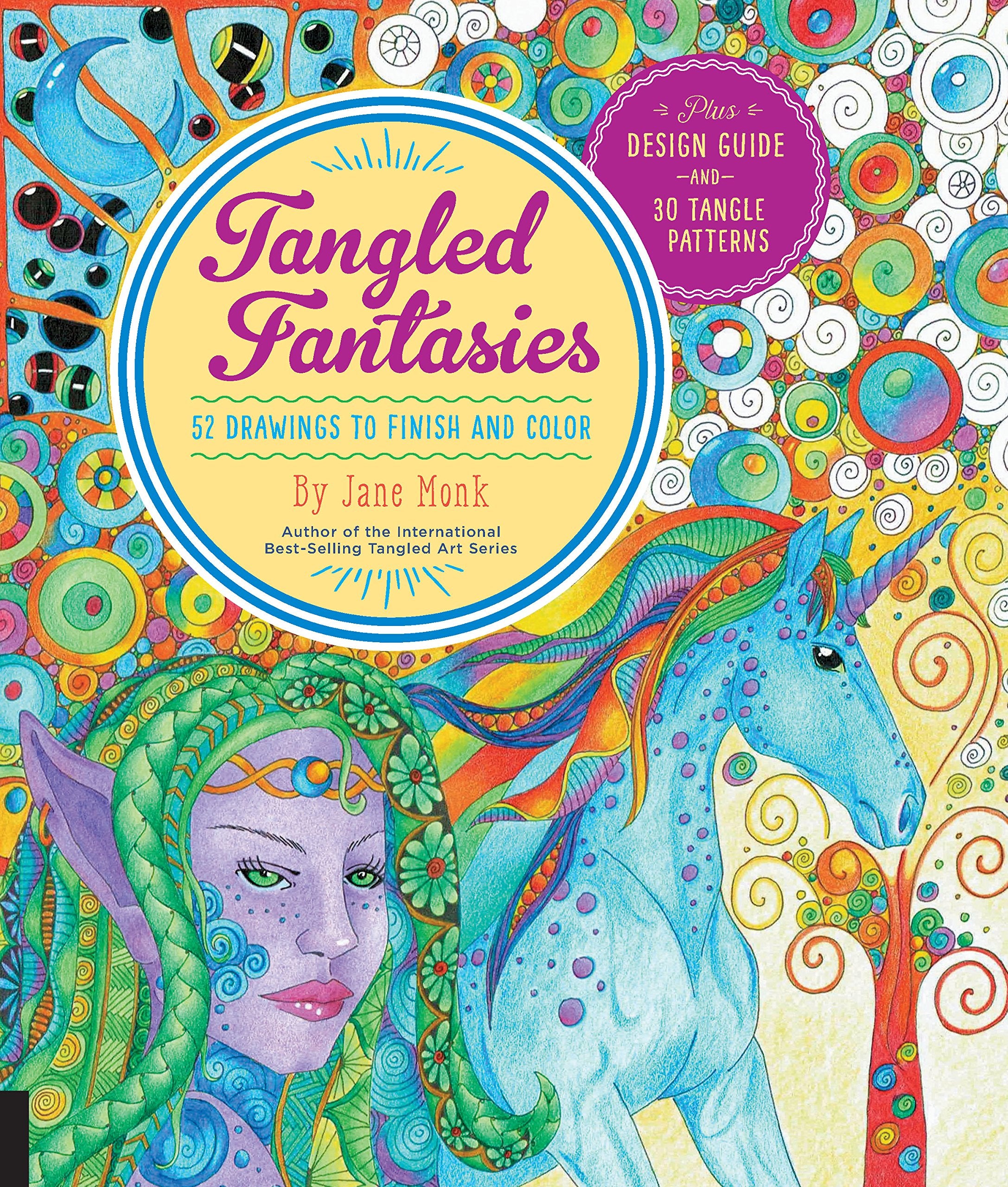 Tangled Fantasies: 52 Drawings To Finish And Color (Tangled Color And Draw)