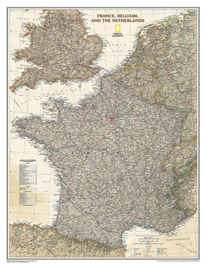 National Geographic: France, Belgium, and The Netherlands Executive Wall Map (23 x 30 inches) (National Geographic Reference Map,Used