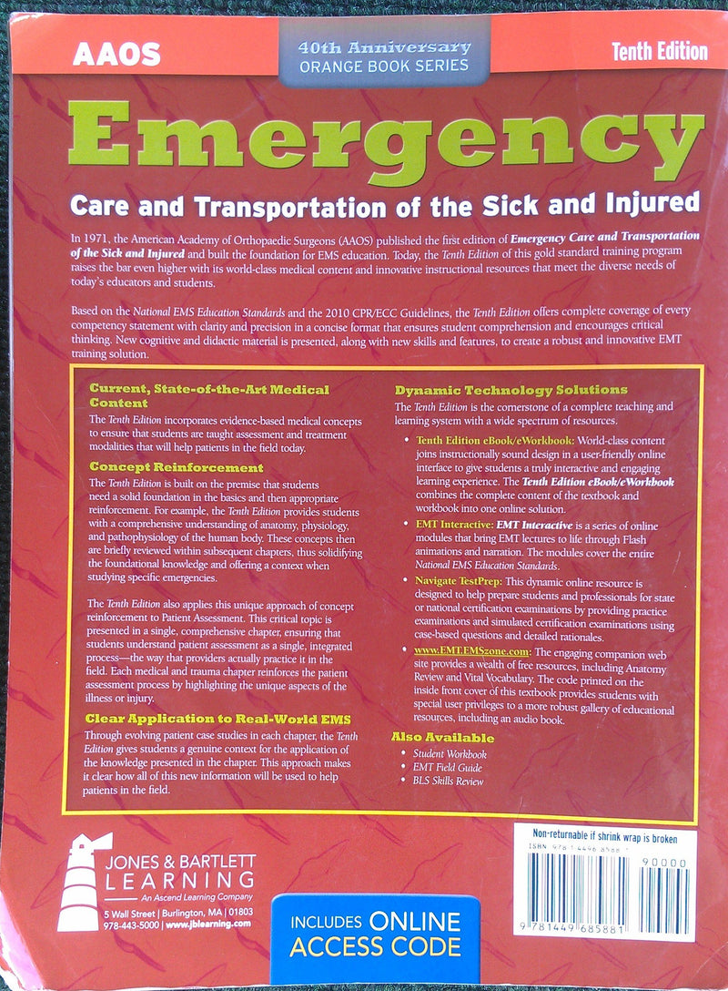 Emergency Care And Transportation Of The Sick And Injured (Orange Book Series, 40th Anniversary Edition),Used