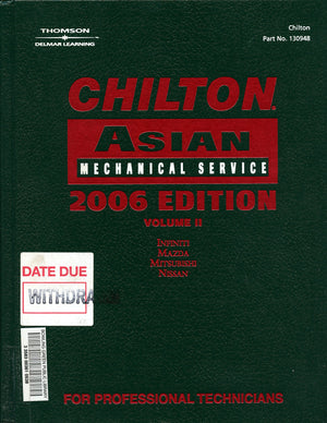 Chilton Asian mechanical service. Volume 2 Infiniti, Mazda, Mitsubishi, Nissan,Used