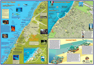 Cozumel Dive & Adventure Guide Franko Maps Waterproof Map,Used
