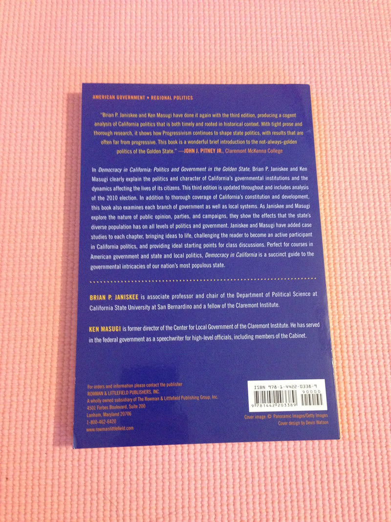 Democracy in California: Politics and Government in the Golden State,Used