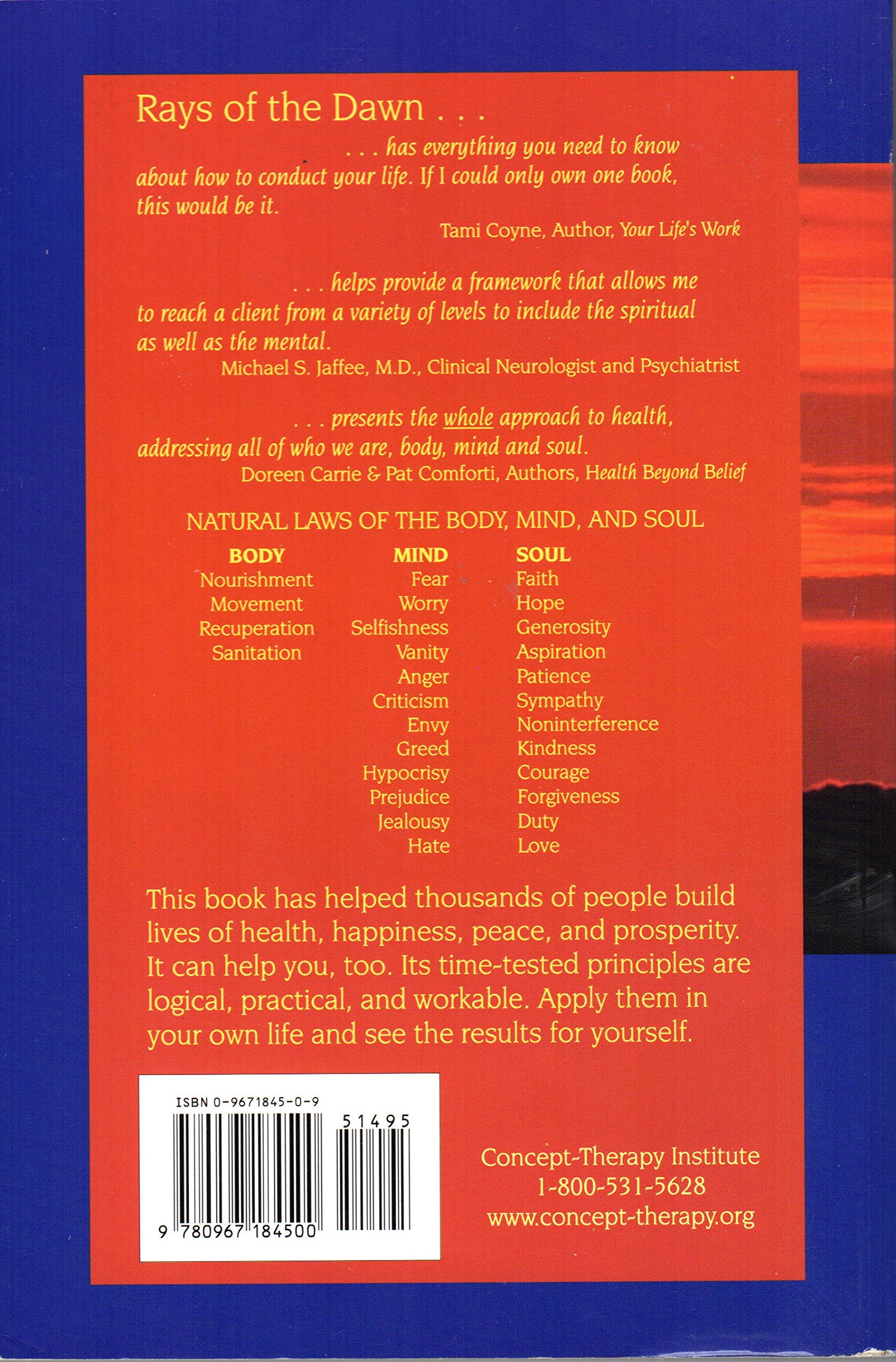 Rays of the Dawn : Natural Laws of the Body, Mind and Soul,Used