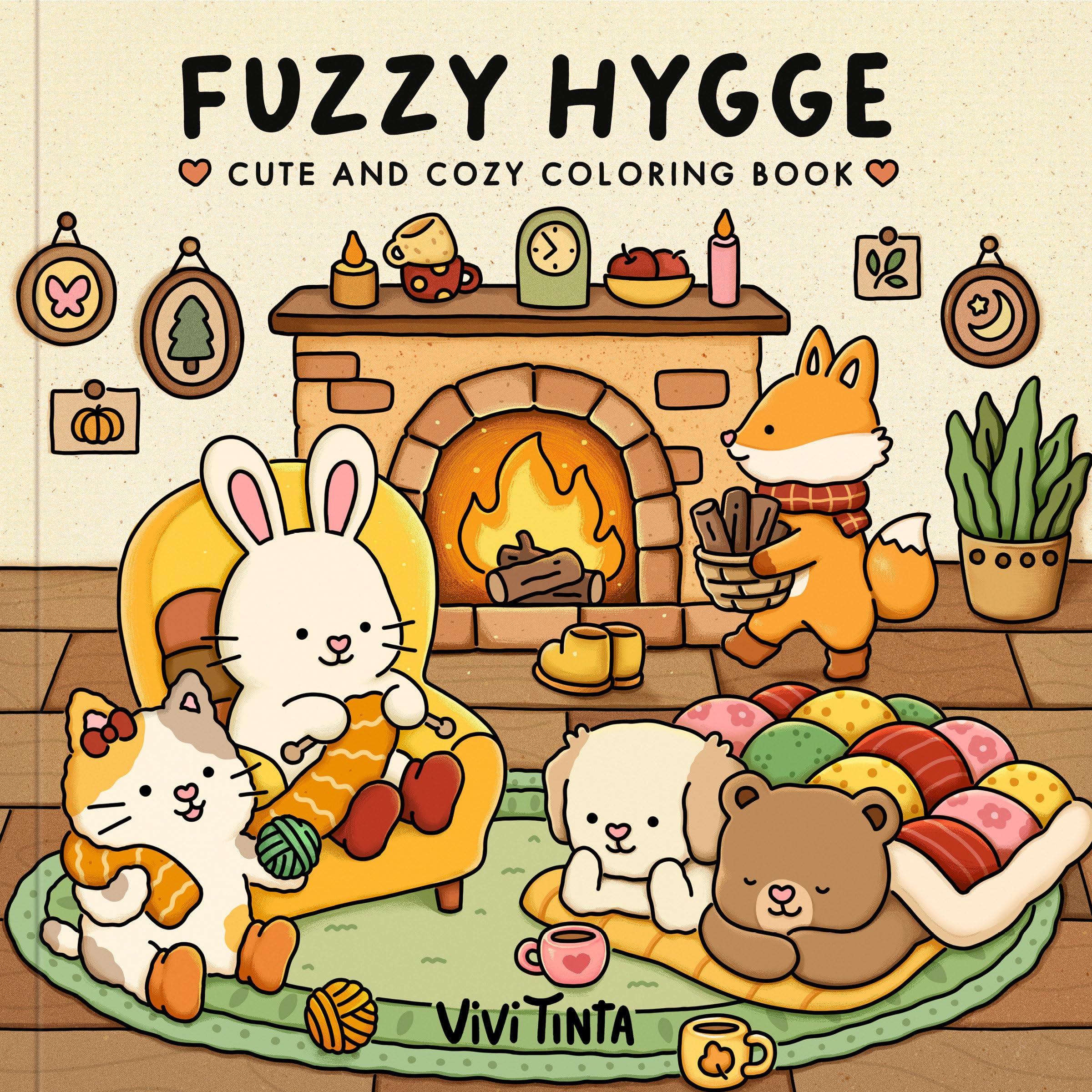 Fuzzy Hygge: Cute And Cozy Coloring Book For Adults & Teens Featuring Adorable Animals Characters For Stress Relief