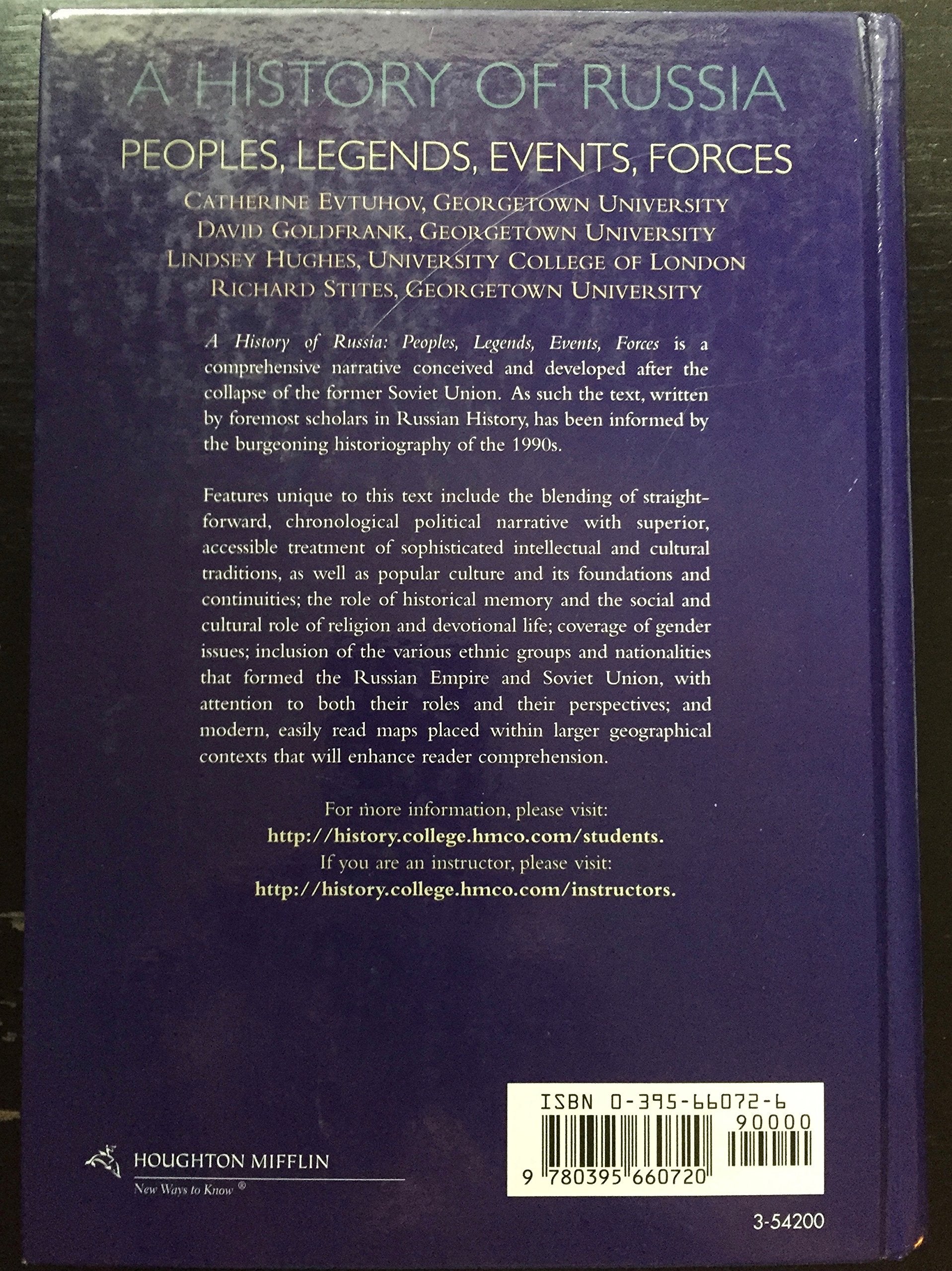 A History of Russia: Peoples, Legends, Events, Forces,New