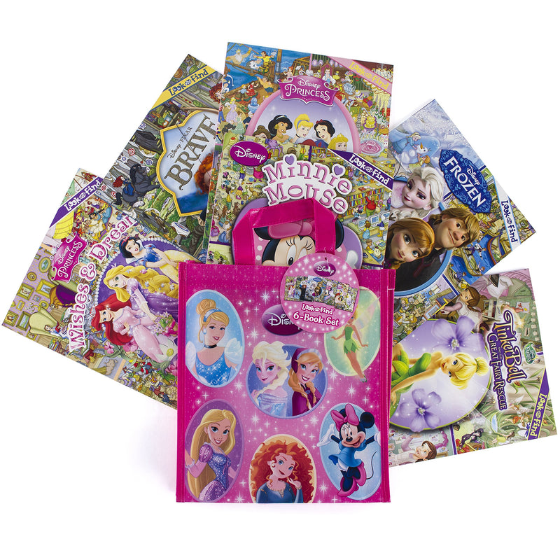 Disney Look and Find Softcover 6 Book Tote Disney Girl 9781450868273,Used
