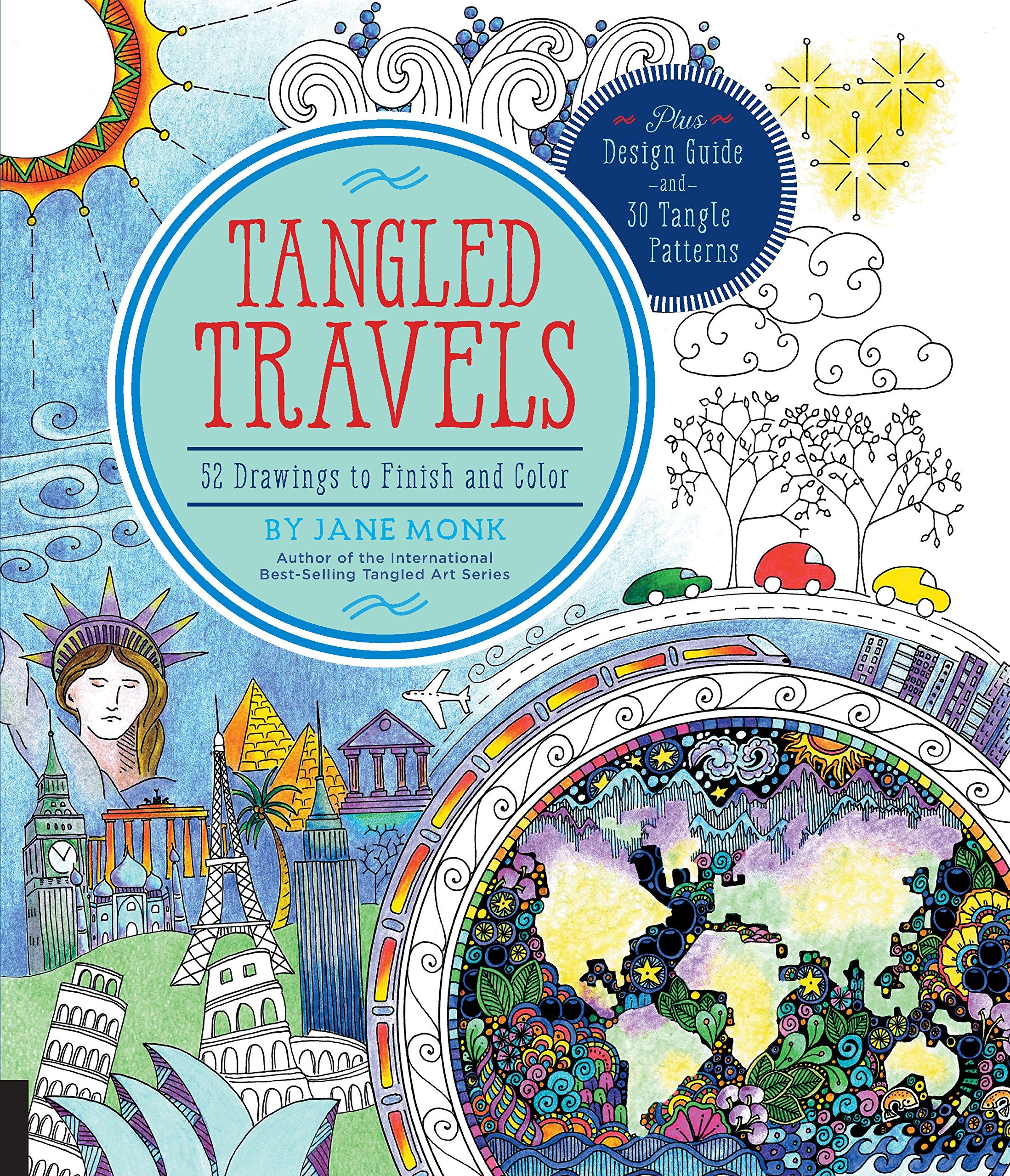 Tangled Travels: 52 Drawings to Finish and Color (Tangled Color and Draw),Used