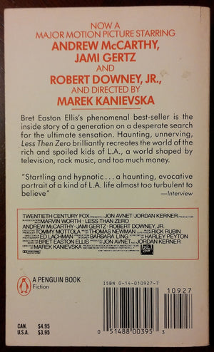 Less than Zero: Tie In Edition,Used