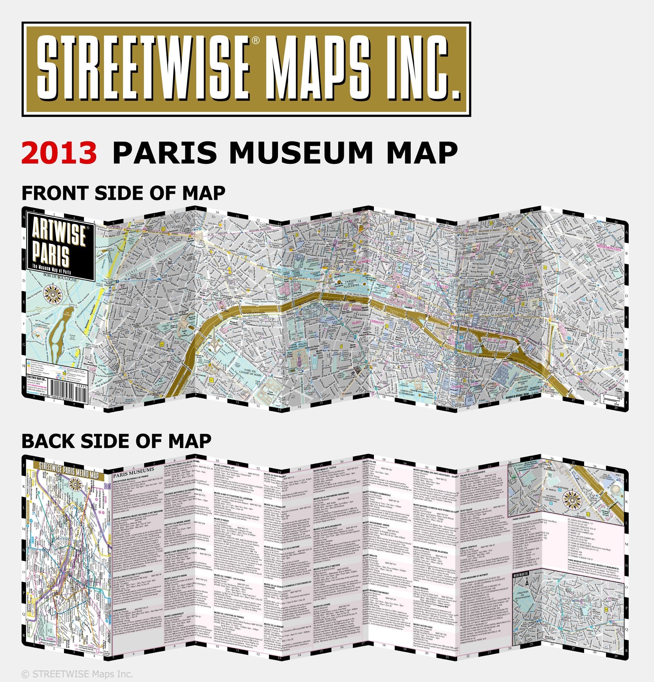 Artwise Paris Museum Map  Laminated Museum Map of Paris, FR,Used