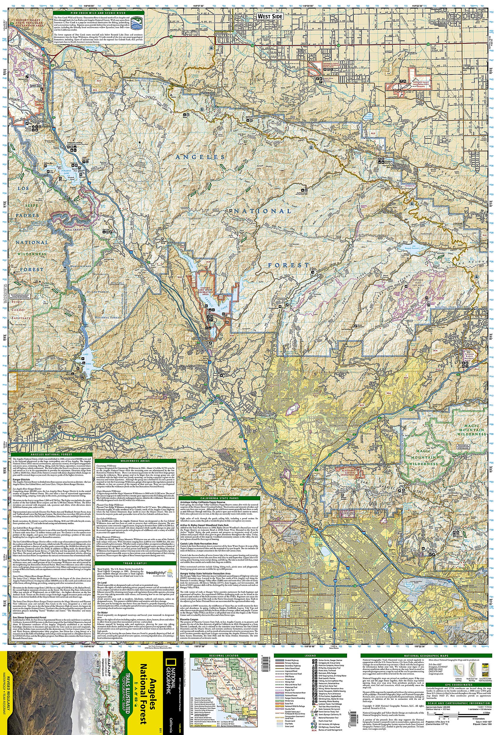 Angeles National Forest Map (National Geographic Trails Illustrated Map, 811),Used