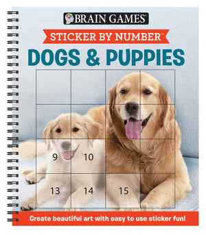 Publications International Sticker by Number - Dogs & Puppies Art Kit - Easy Square Stickers for Creative Fun