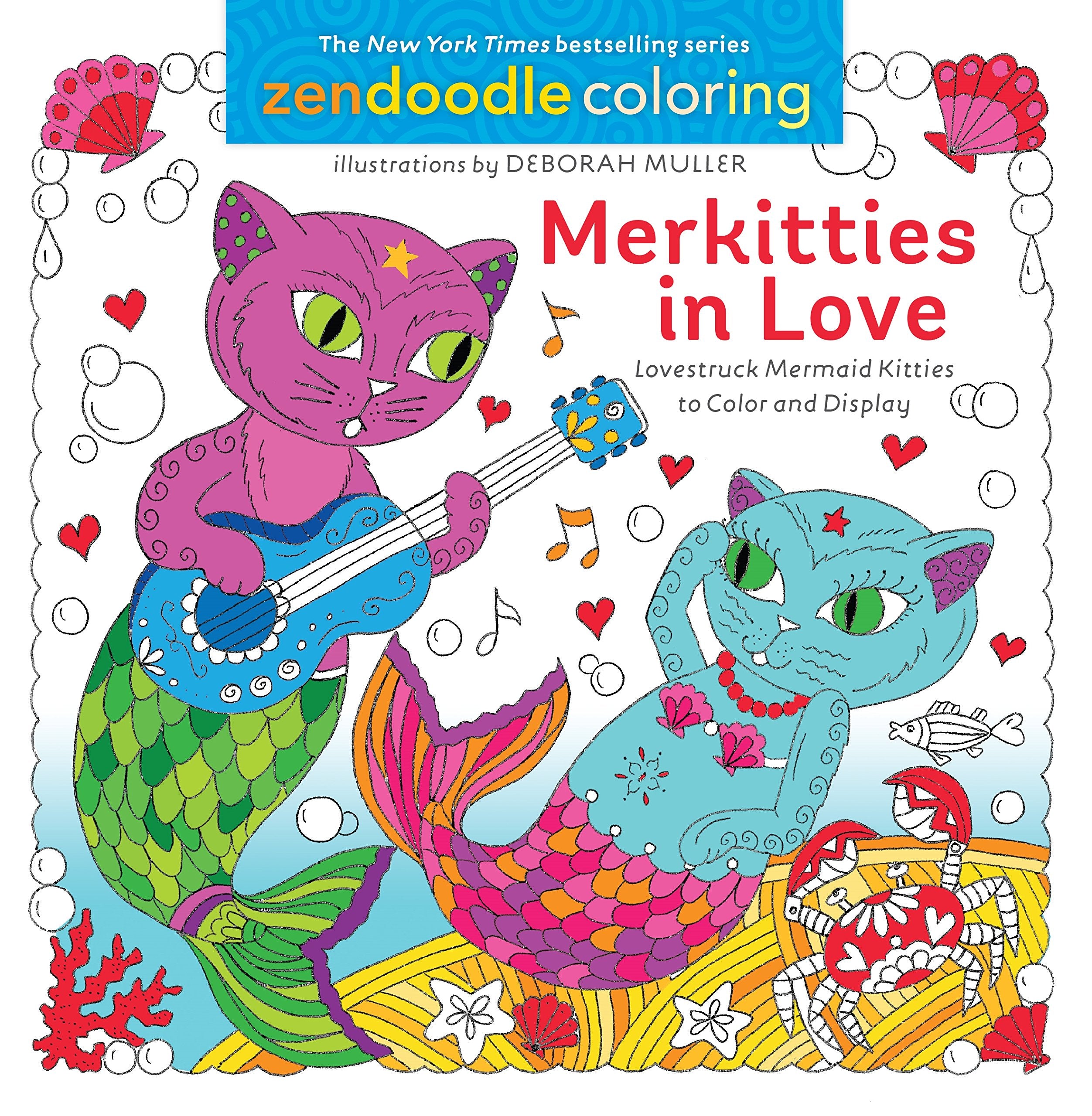 Zendoodle Coloring: Merkitties in Love: Lovestruck Mermaid Kitties to Color and Display,Used