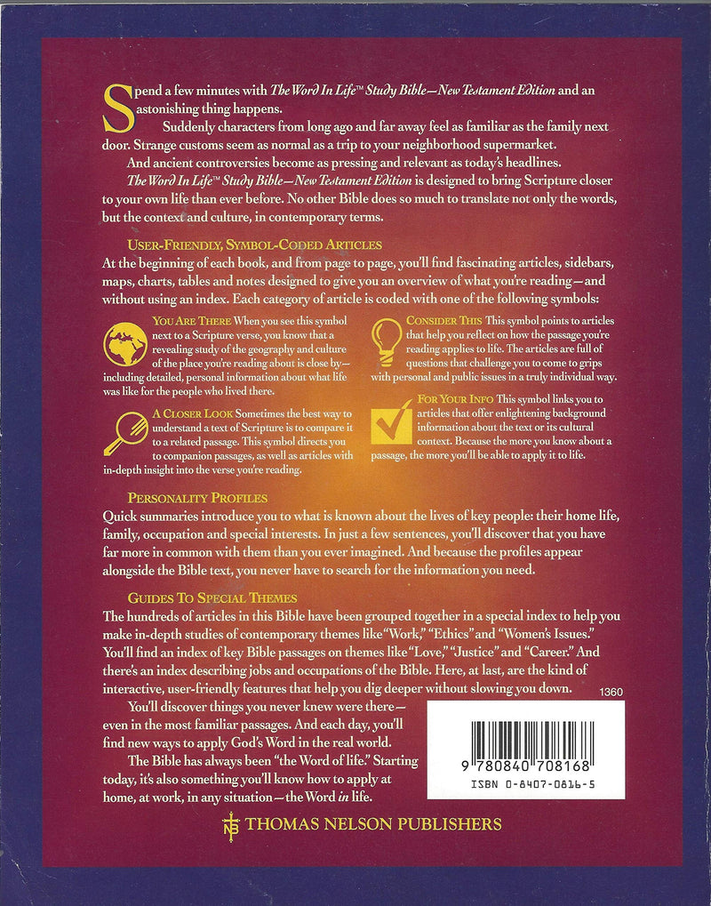The Word in Life Study Bible  New Testament Edition  New Revised Standard Version,Used