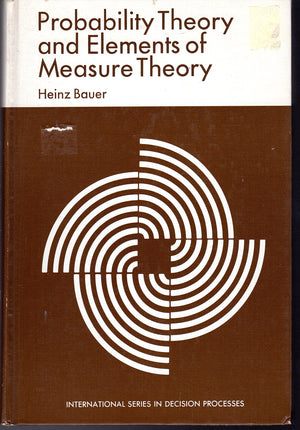 Probability Theory And Elements Of Measure Theory (International Series In Decision Processes)-used
