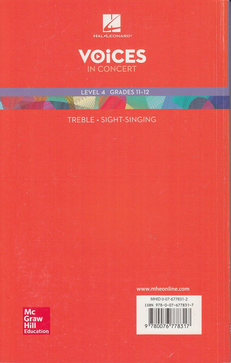 Hal Leonard Voices in Concert, Level 4 Treble SightSinging Book, Grades 1112 (EXPERIENCING CHORAL MUSIC BEGINNING SE),Used
