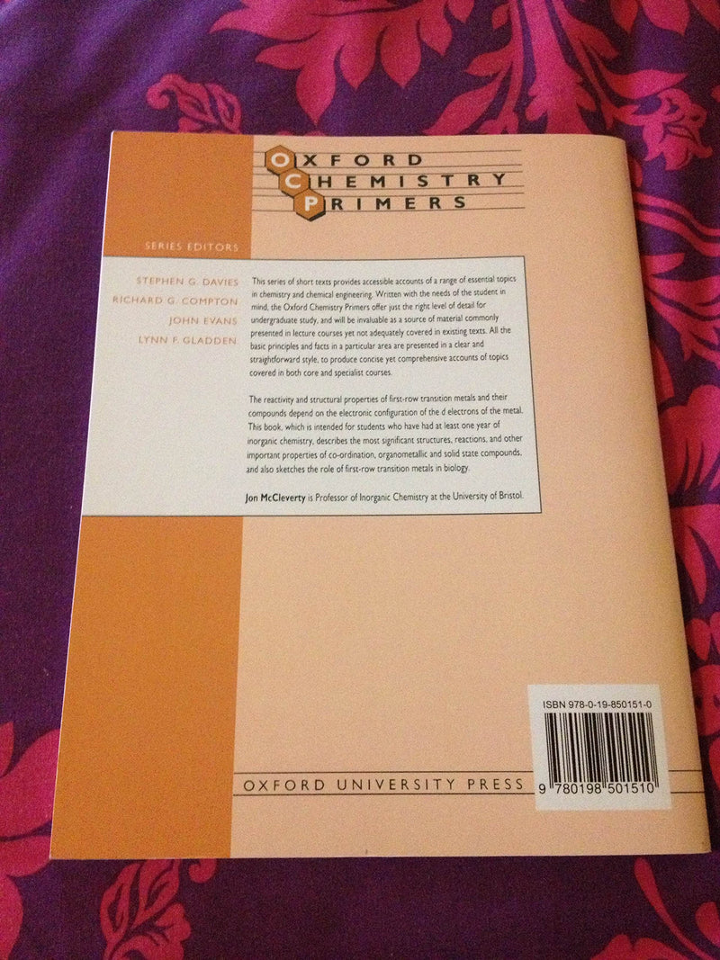 Chemistry of the Firstrow Transition Metals (Oxford Chemistry Primers),Used