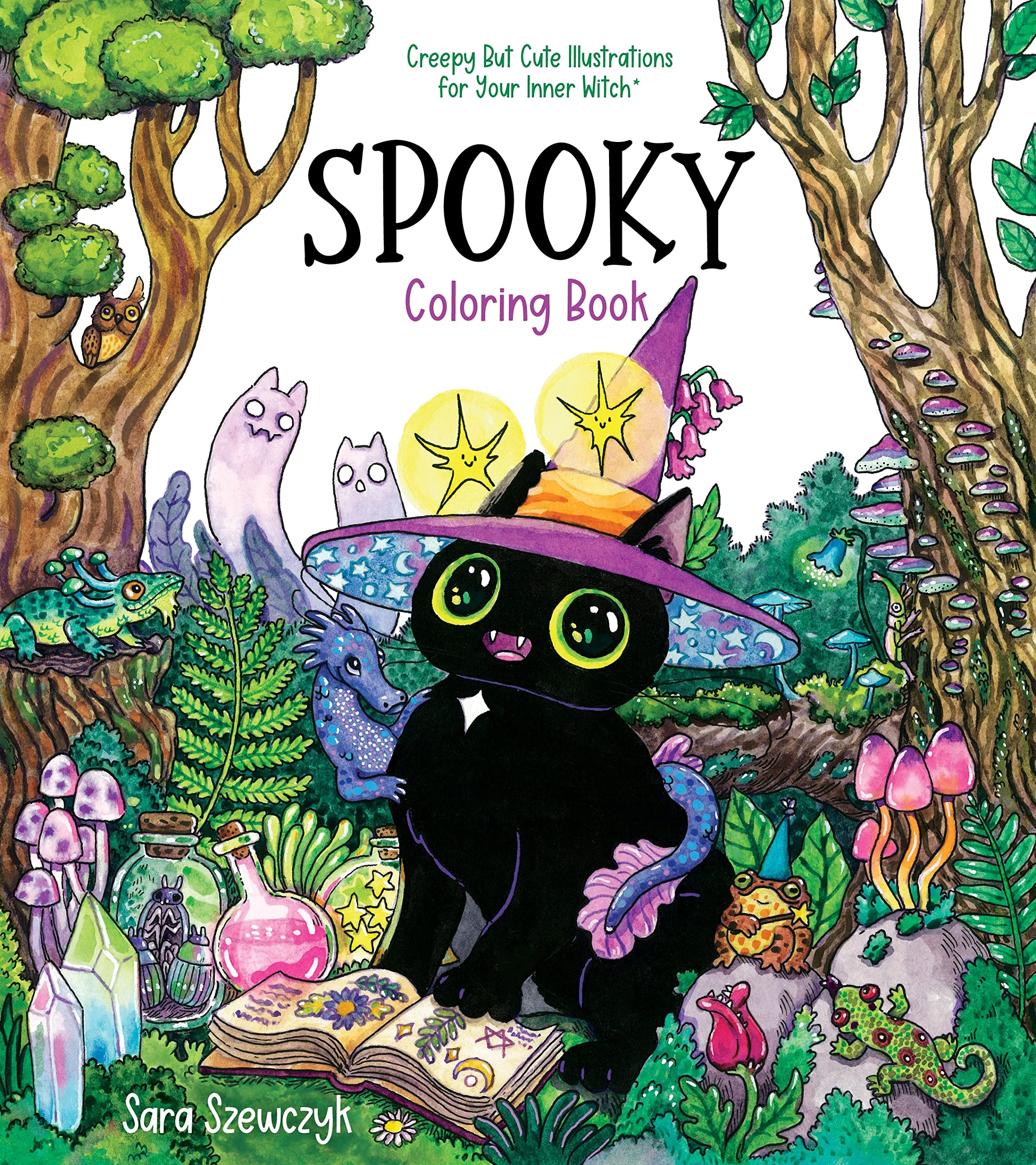 Spooky Coloring Book: Creepy But Cute Illustrations For Your Inner Witch,New
