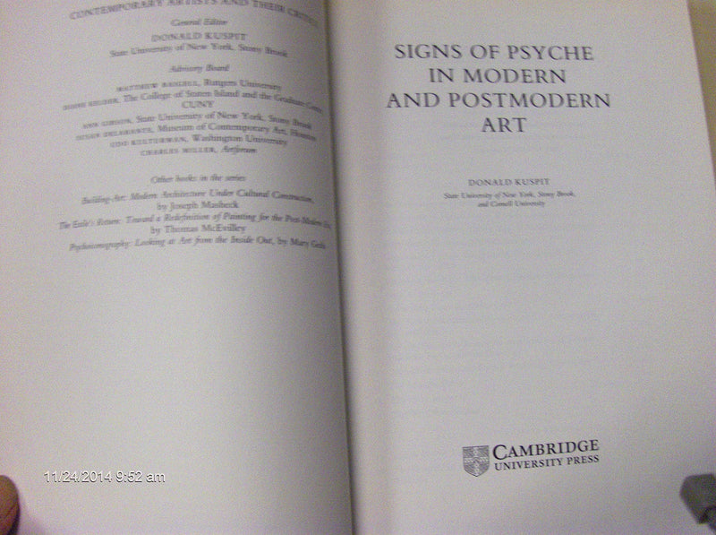 Signs of Psyche in Modern and Postmodern Art (Contemporary Artists and their Critics),Used