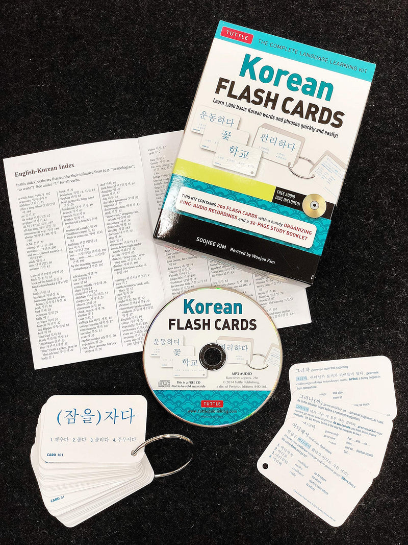 Korean Flash Cards Kit: Learn 1,000 Basic Korean Words and Phrases Quickly and Easily! (Hangul & Romanized Forms) Downloadable A,Used