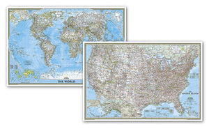 National Geographic World and United States Maps  Classic (Poster Size: 36 x 24 in) [Map Pack Bundle] (National Geographic Refe,Used