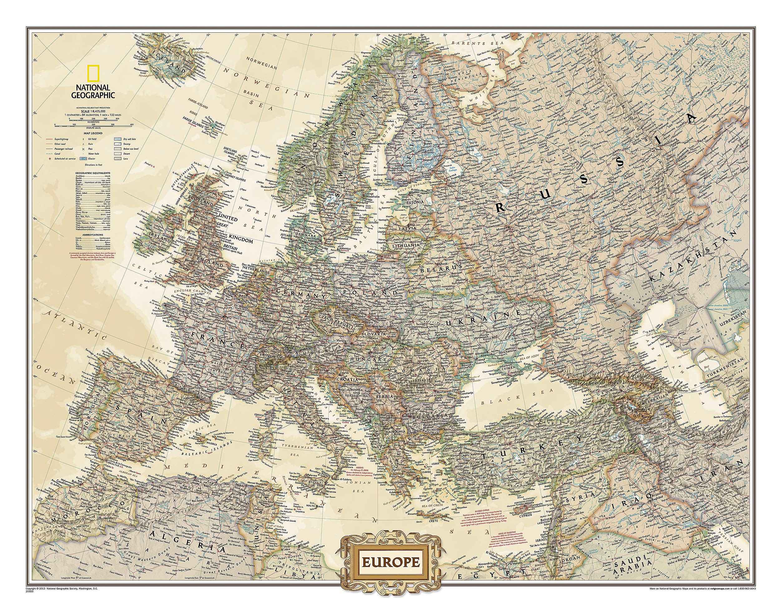 National Geographic Europe Wall Map  Executive (30.5 x 23.75 in) (National Geographic Reference Map),Used