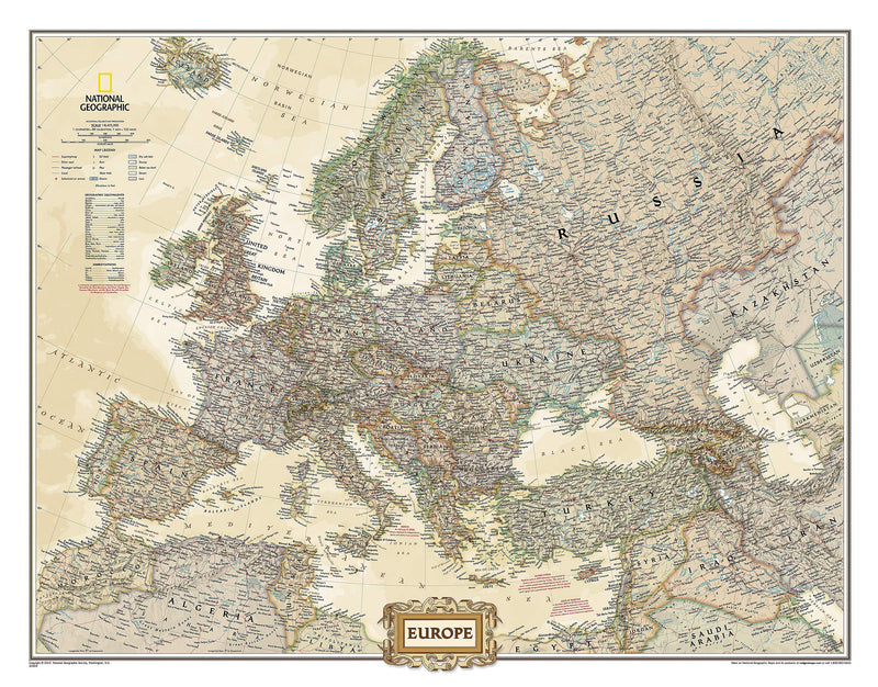 National Geographic Europe Wall Map  Executive (30.5 x 23.75 in) (National Geographic Reference Map),Used