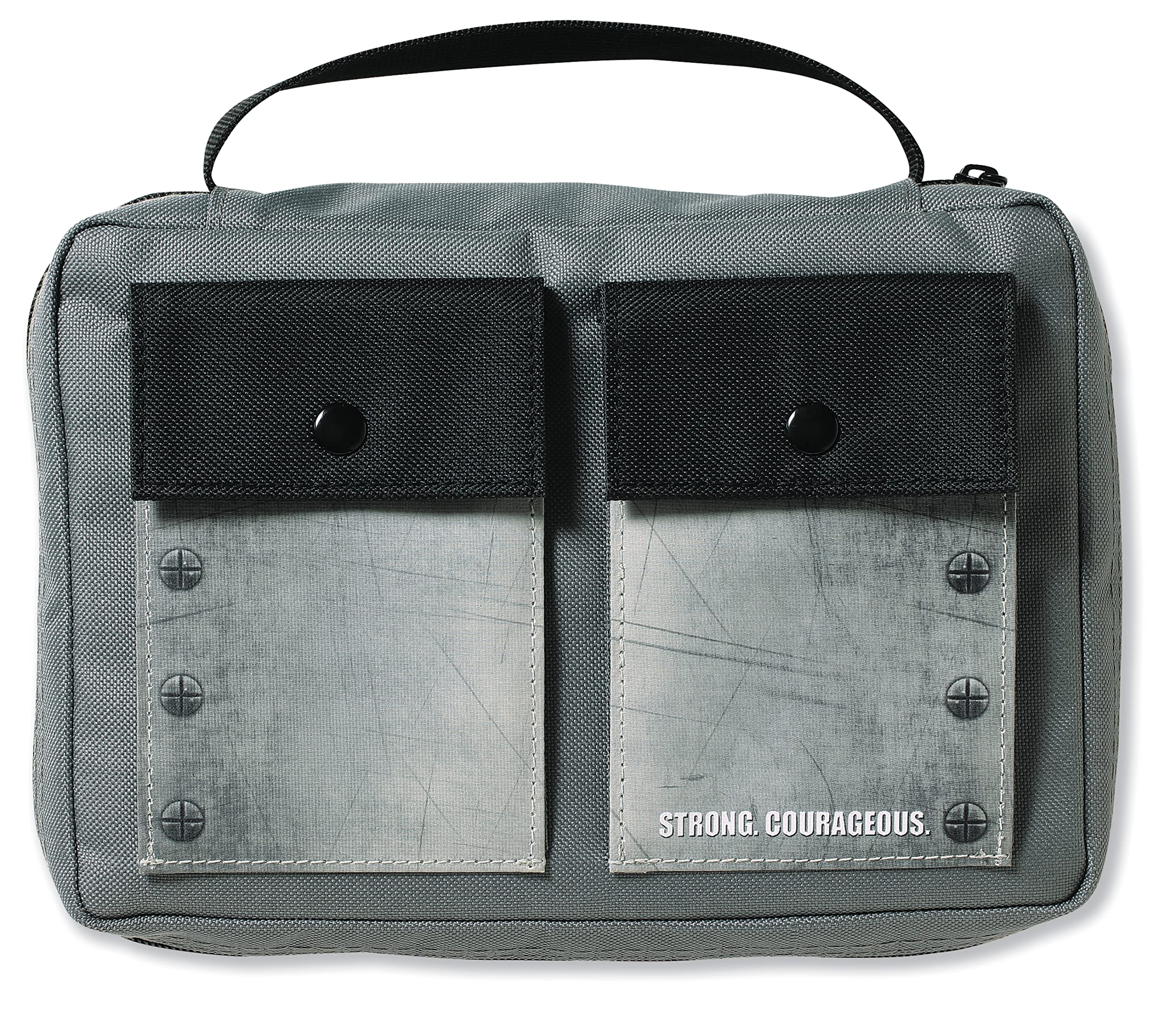 Bible Cover for Boys, Zippered, with Handle, Canvas, Gray, Medium,New