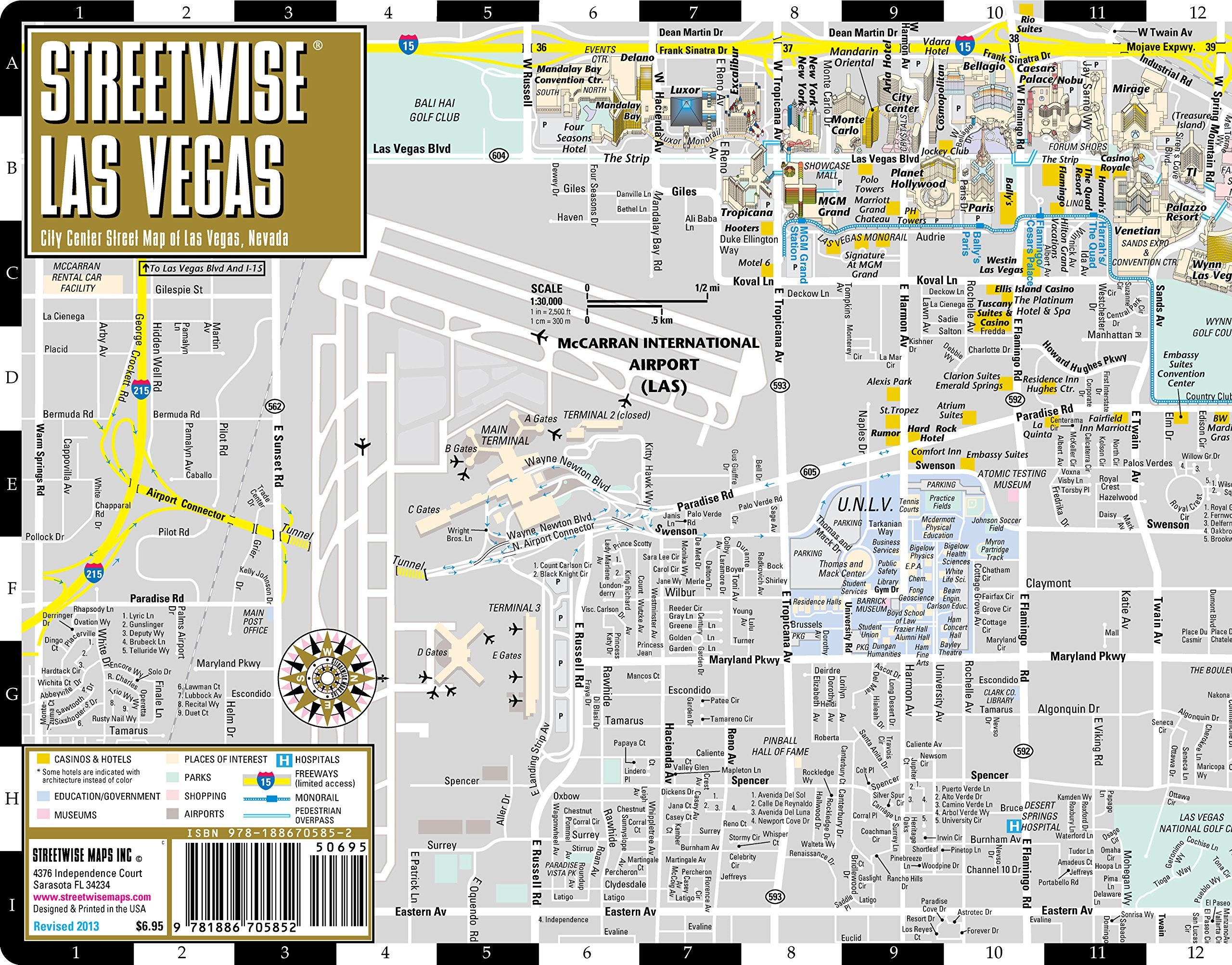 Streetwise Las Vegas Map  Laminated City Center Street Map of Las Vegas, Nevada,Used