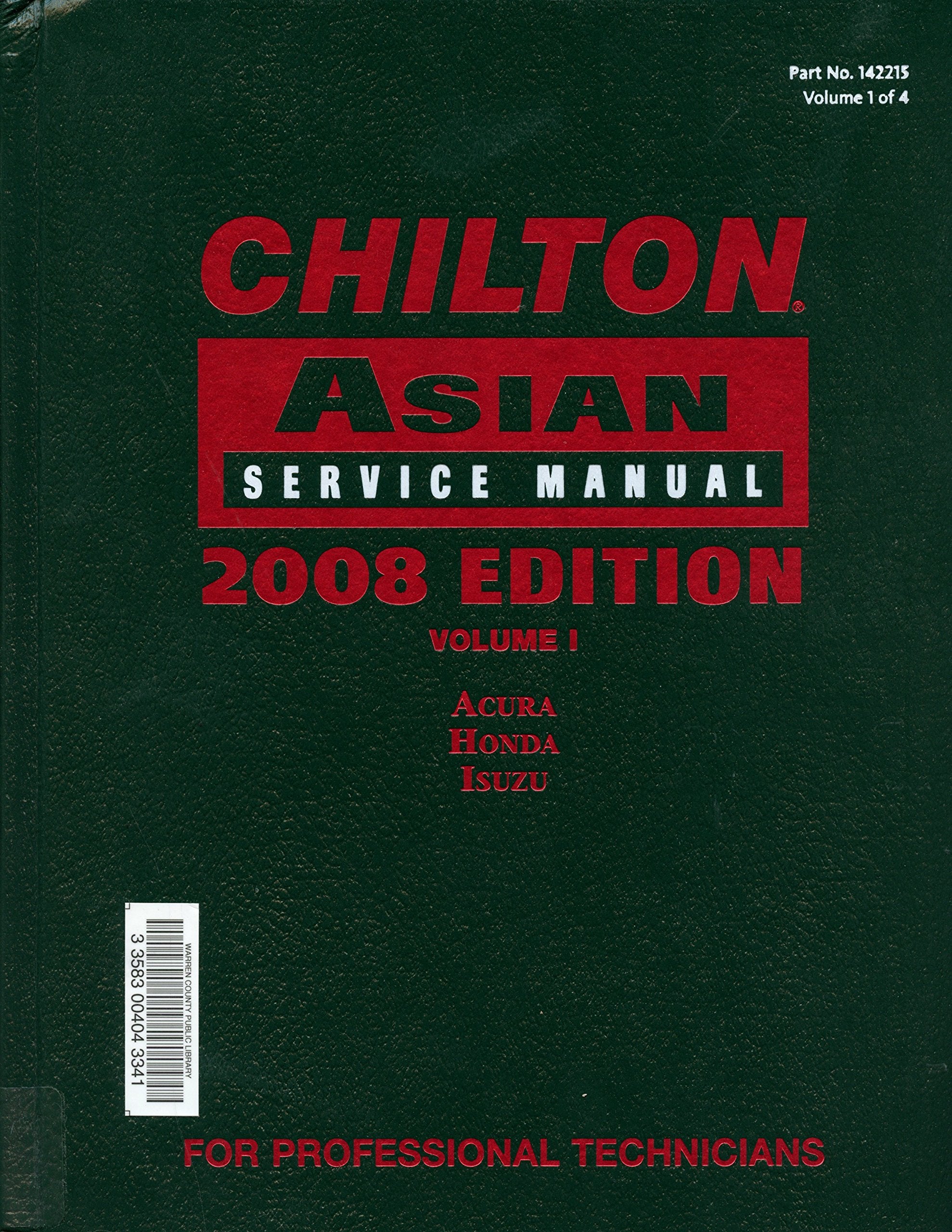 Chilton Asian Service Manual, Vol. 1: Acura, Honda, Isuzu,Used