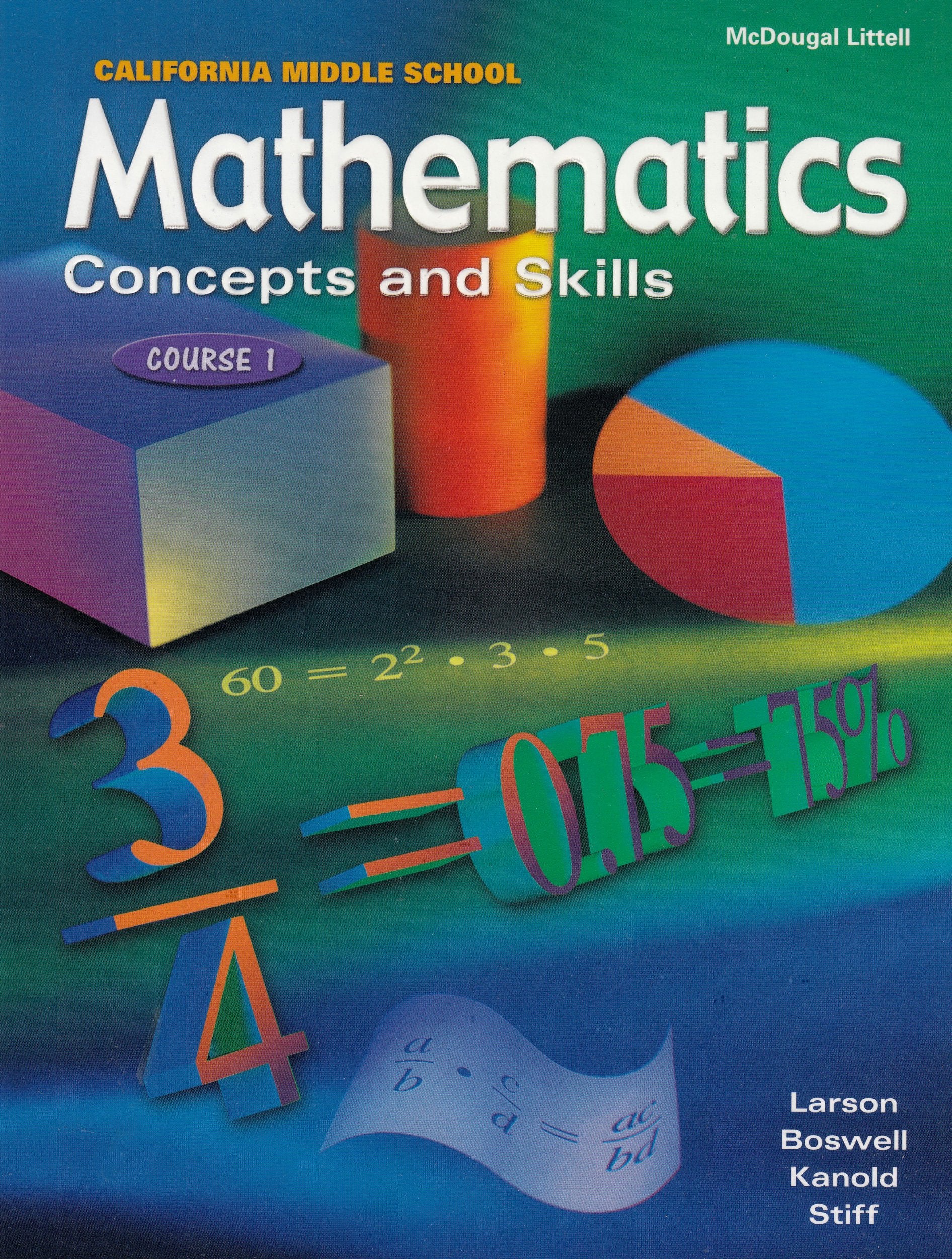 Mcdougal Littell Middle School Math California: Student Edition Course 1 2001,New