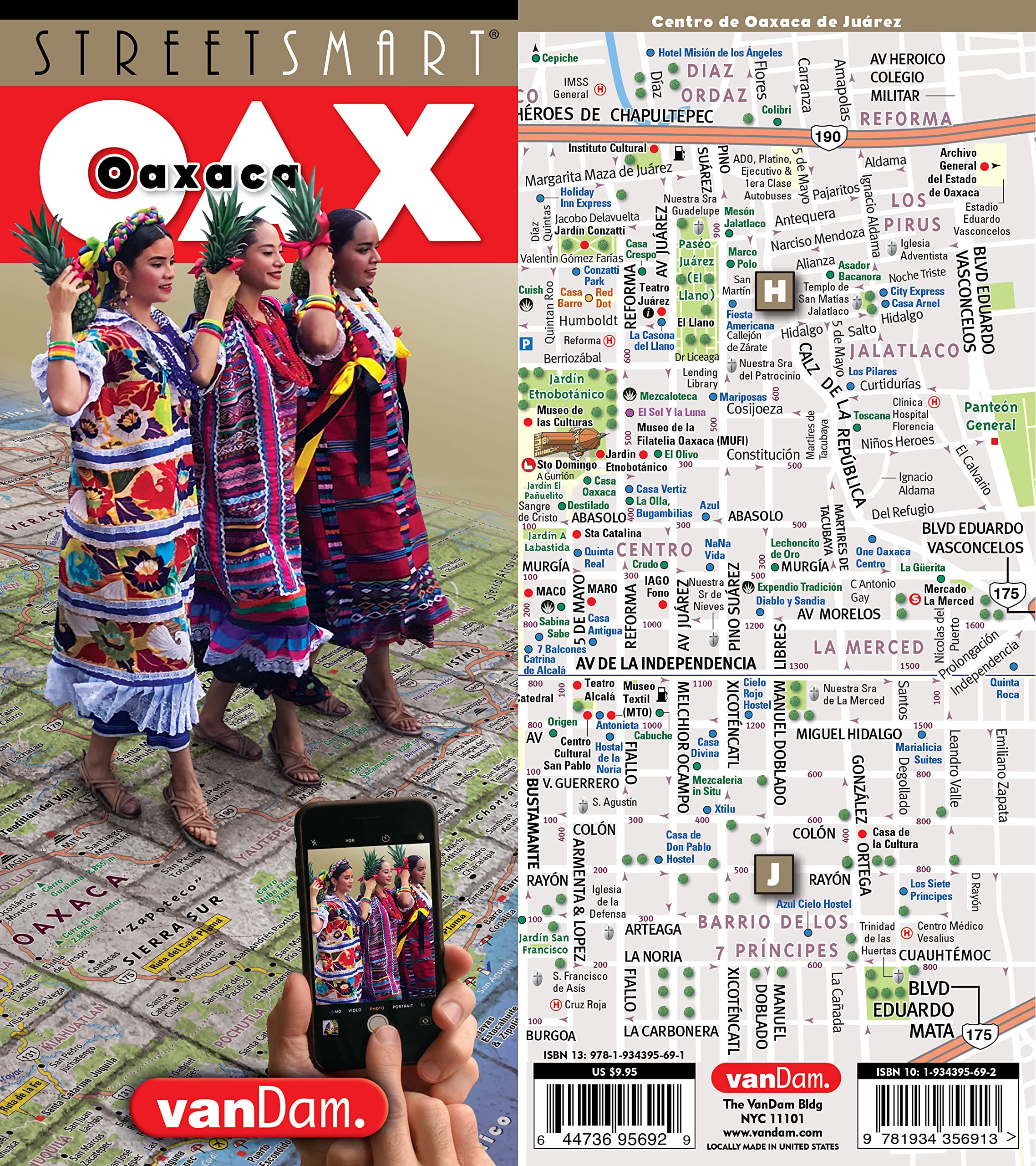 StreetSmart Oaxaca Map by VanDam  Laminated State, Region and City Map to Oaxaca, Mexico with all attractions, sights, museums