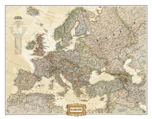 National Geographic Europe Wall Map  Executive  Laminated (30.5 x 23.75 in) (National Geographic Reference Map),Used
