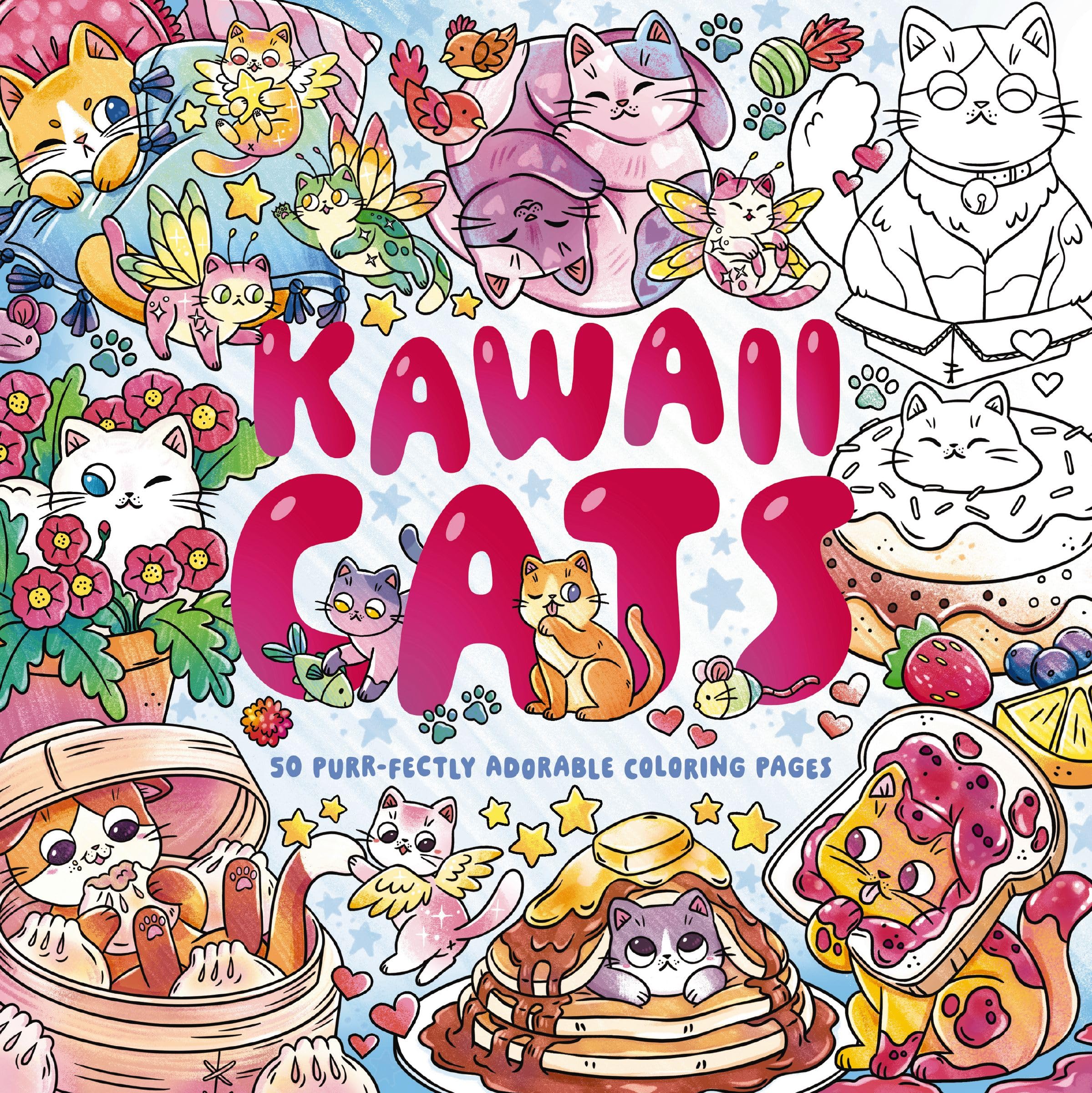 Kawaii Cats: 50 PurrFectly Adorable Coloring Pages