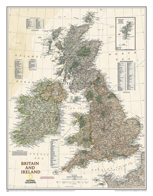 National Geographic: Britain and Ireland Executive Wall Map (23.5 x 30.25 inches) (National Geographic Reference Map),Used