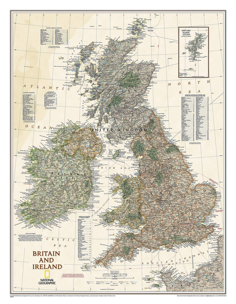 National Geographic: Britain and Ireland Executive Wall Map (23.5 x 30.25 inches) (National Geographic Reference Map),Used