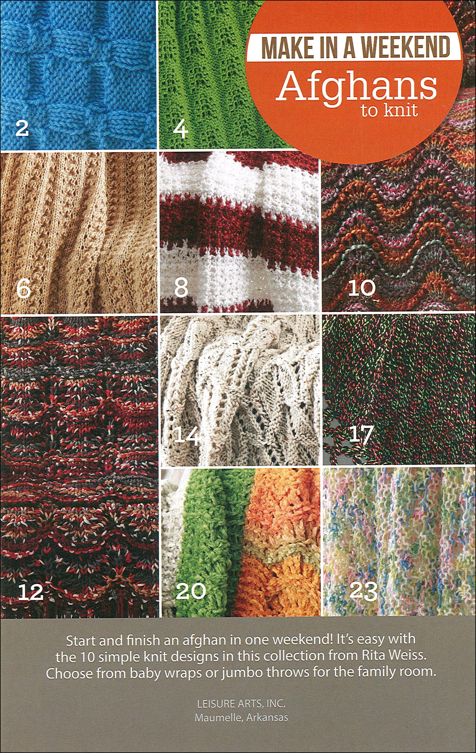 Make in a Weekend  Afghans to Knit  Knitting  Leisure Arts (75589),Used