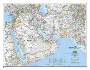 National Geographic: Middle East Classic Wall Map  Laminated (30.25 x 23.5 inches) (National Geographic Reference Map),New