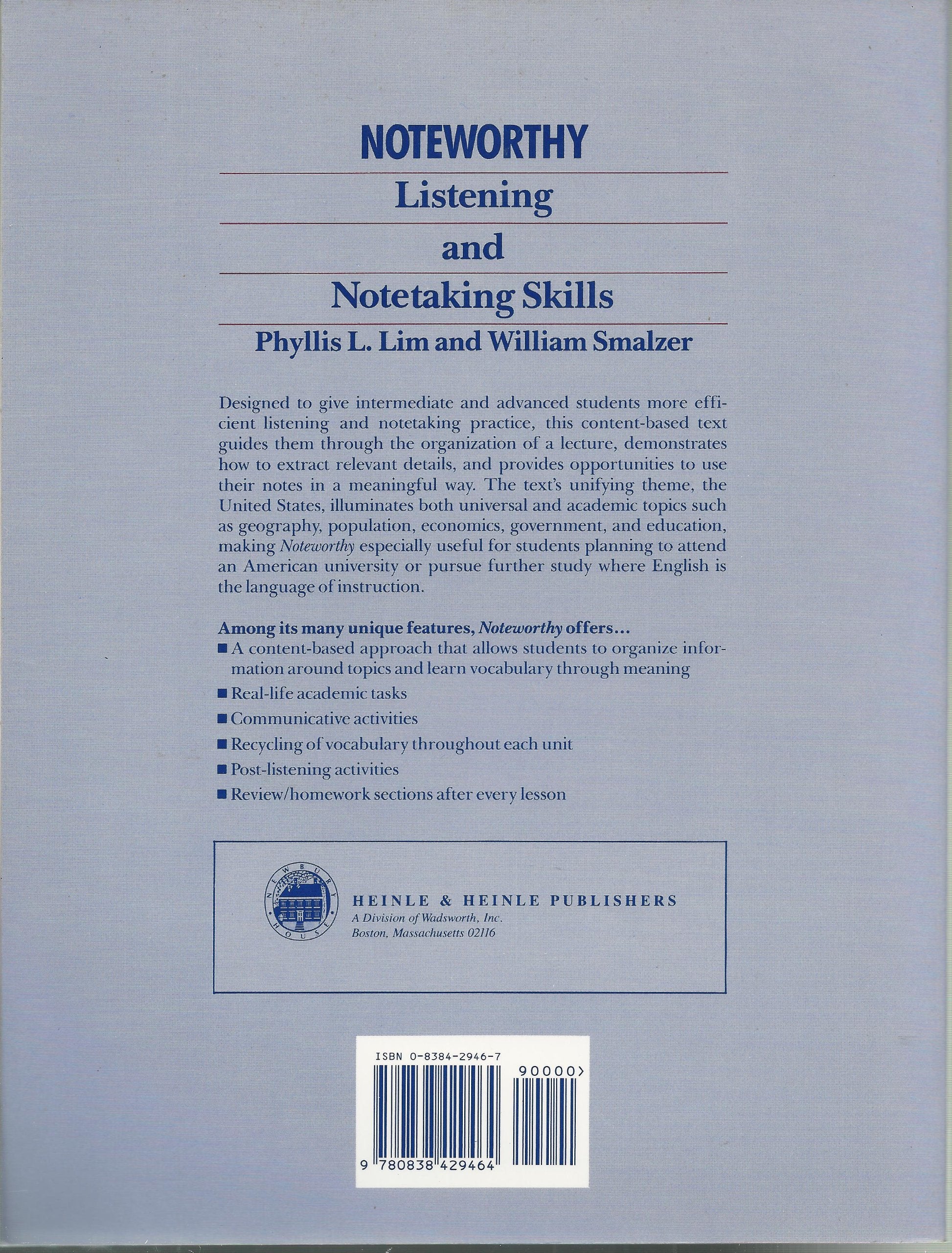 Noteworthy: Listening and Notetaking Skills,Used