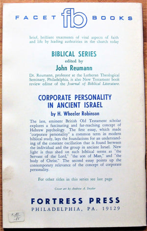 Corporate Personality In Ancient Israel