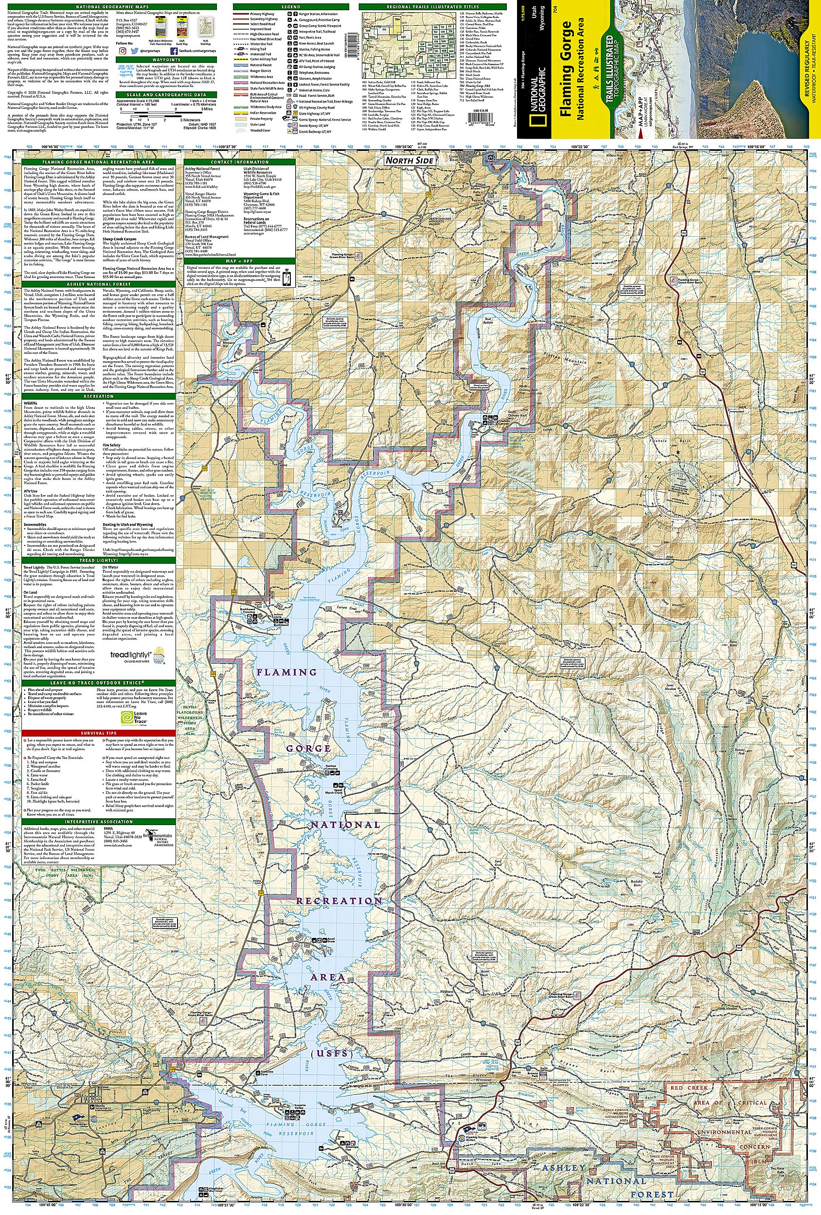 Flaming Gorge National Recreation Area Map (National Geographic Trails Illustrated Map, 704)
