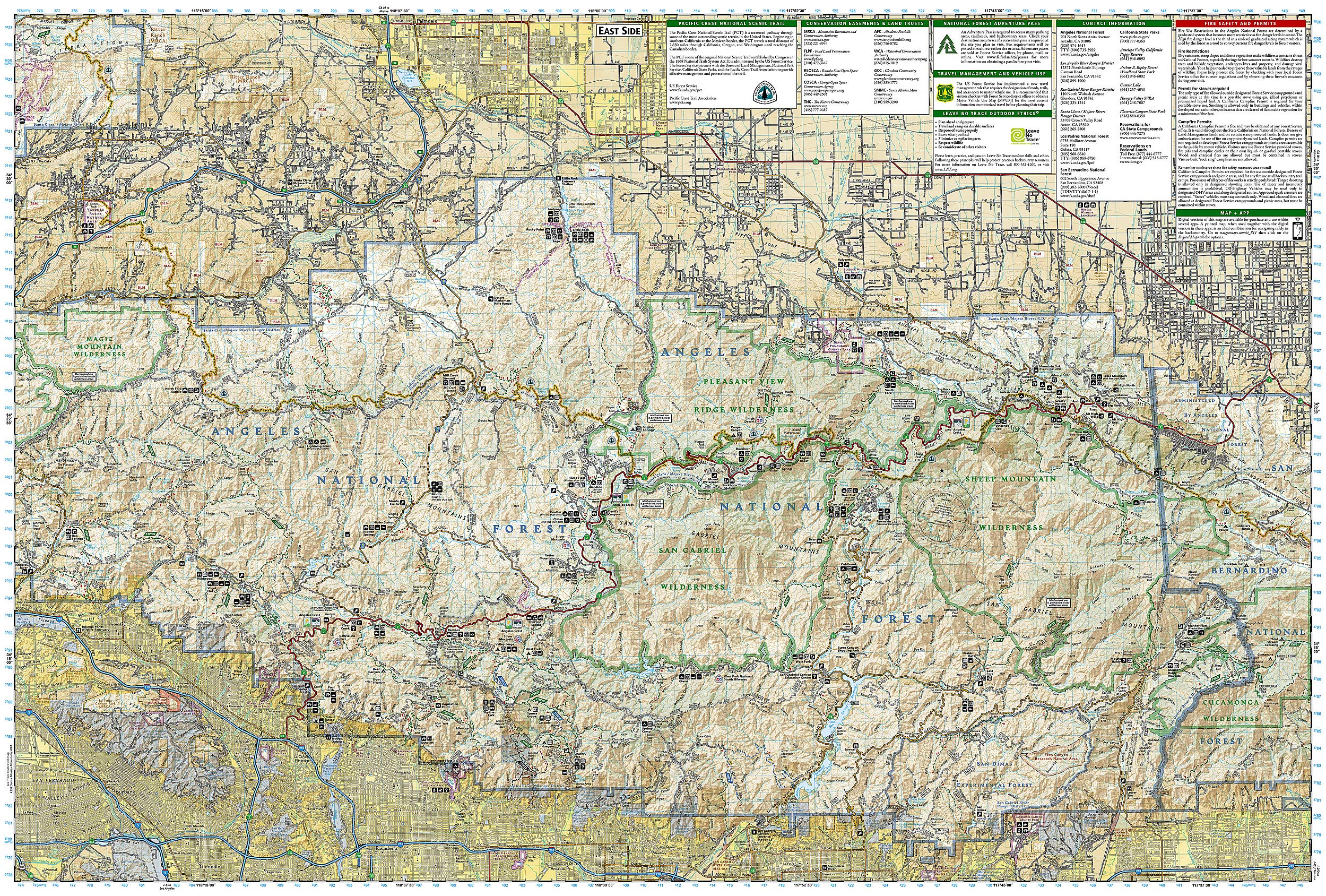 Angeles National Forest Map (National Geographic Trails Illustrated Map, 811),Used