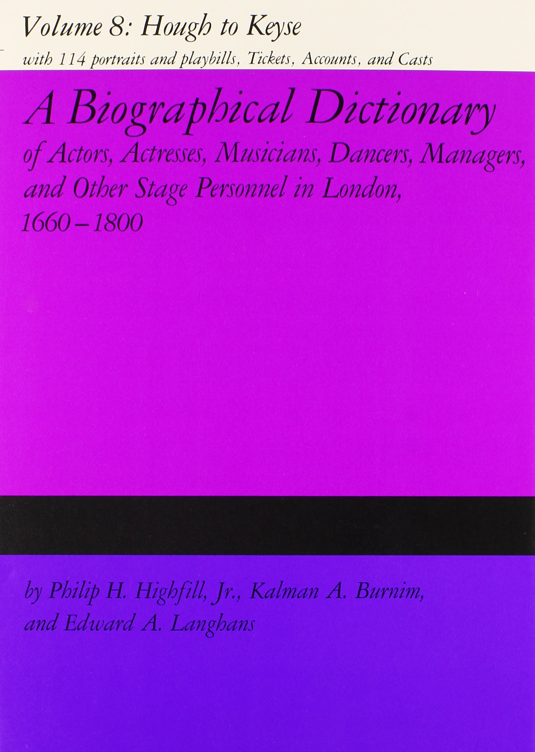 A Biographical Dictionary of Actors, Volume 8, Hough to Keyse: Actresses, Musicians, Dancers, Managers, and Other Stage Personne,Used