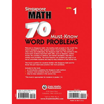 Singapore Math - 70 Must-Know Word Problems Workbook For 1St, 2Nd Grade Math, Paperback, Ages 6-8 With Answer Key