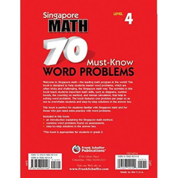 Singapore Math - 70 Must-Know Word Problems Workbook For 5Th Grade Math, Paperback, Ages 10-11 With Answer Key