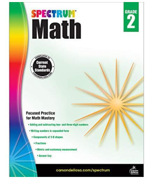 Spectrum Second Grade Math Workbook - Addition, Subtraction, Fraction Mathematics With Examples, Tests, Answer Key For Homeschool Or Classroom (160 Pgs)