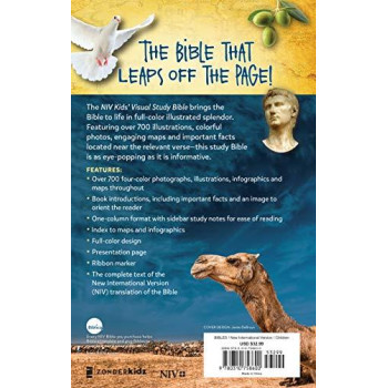 Niv, Kids' Visual Study Bible, Hardcover, Blue, Full Color Interior: Explore The Story Of The Bible---People, Places, And History