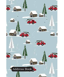 Address Book: Include Alphabetical Index With Christmas Seamless Pattern With Cute Home Town Cover