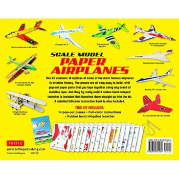 Scale Model Paper Airplanes Kit: Iconic Planes That Really Fly! Slingshot Launcher Included! - Just Pop-out and Assemble (14 Famous Pop-out Airplanes)